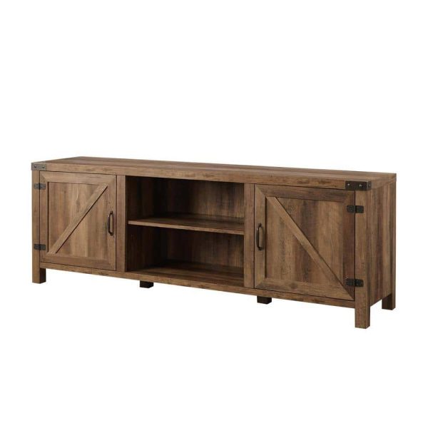 Furniture Company  70 in. Rustic Oak Composite TV Stand 75 in. with Doors
