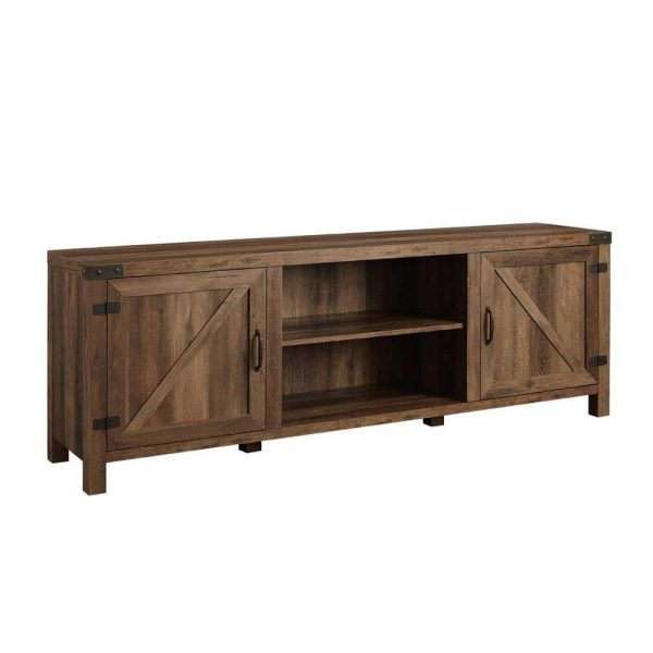 Furniture Company  70 in. Rustic Oak Composite TV Stand 75 in. with Doors