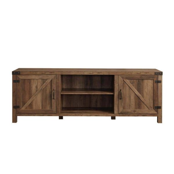 Furniture Company  70 in. Rustic Oak Composite TV Stand 75 in. with Doors