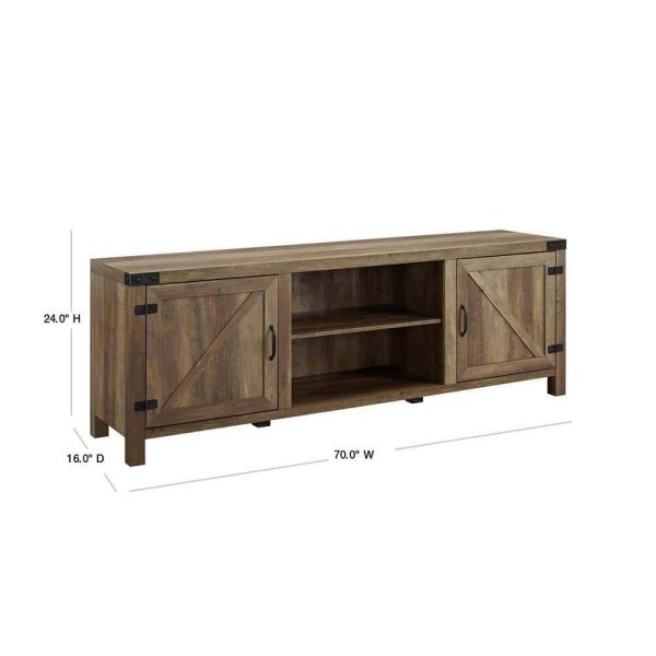 Furniture Company  70 in. Rustic Oak Composite TV Stand 75 in. with Doors