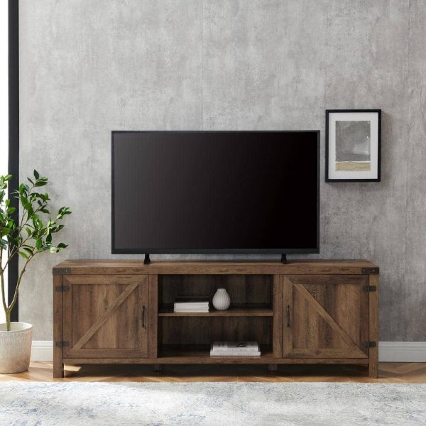 Furniture Company  70 in. Rustic Oak Composite TV Stand 75 in. with Doors