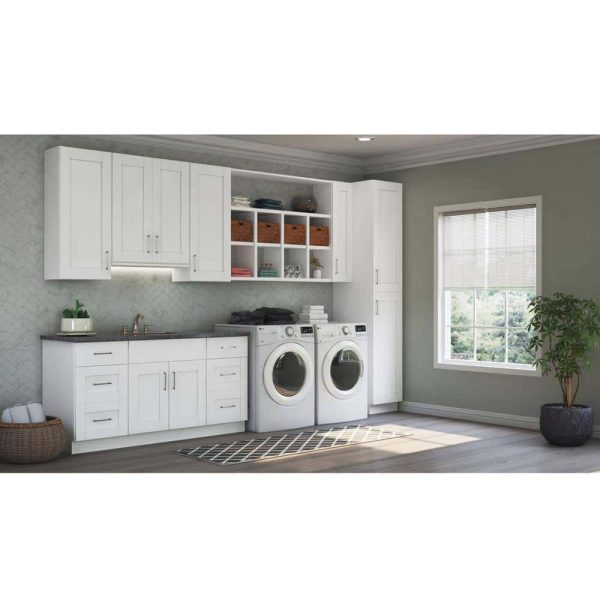 Bay KP1884-SSW Shaker 18 in. W x 24 in. D x 84 in. H Assembled Pantry Kitchen Cabinet in Satin White