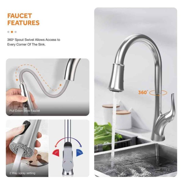Dolancourt Tight Radius 33 in. Drop-In 50/50 Double Bowl 18 Gauge Stainless Steel Kitchen Sink with Pull-Down Faucet