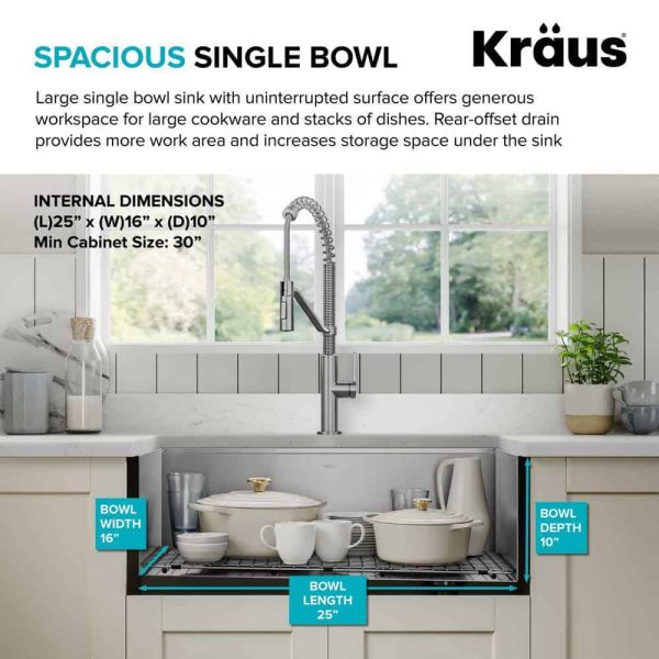 Kore Workstation 27 in. 16-Gauge Undermount Single Bowl Stainless Steel Kitchen Sink with Accessories