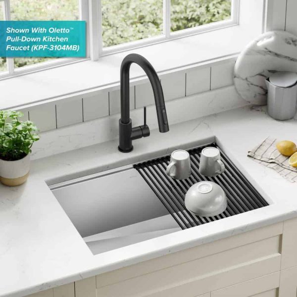 Kore Workstation 27 in. 16-Gauge Undermount Single Bowl Stainless Steel Kitchen Sink with Accessories