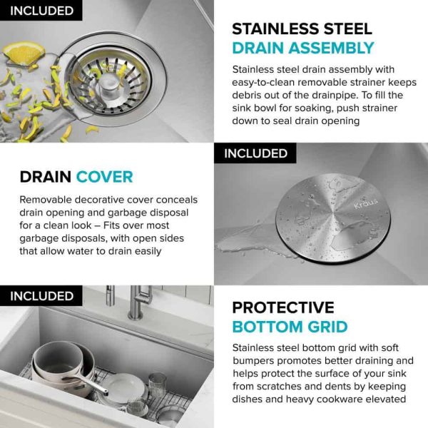 Kore Workstation 27 in. 16-Gauge Undermount Single Bowl Stainless Steel Kitchen Sink with Accessories