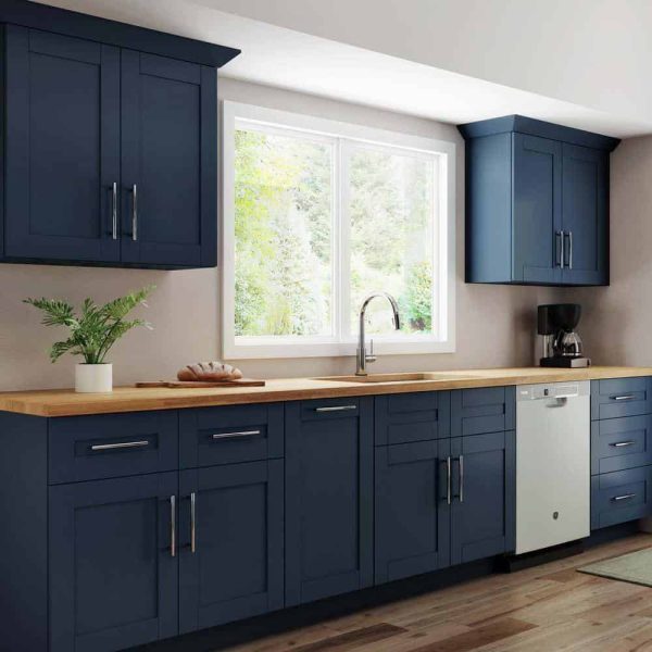 MILL S PRIDE Richmond Valencia Blue Plywood Shaker Ready to Assemble Base Kitchen Cabinet Soft Close 36 in W x 24 in D x 34.5 in H