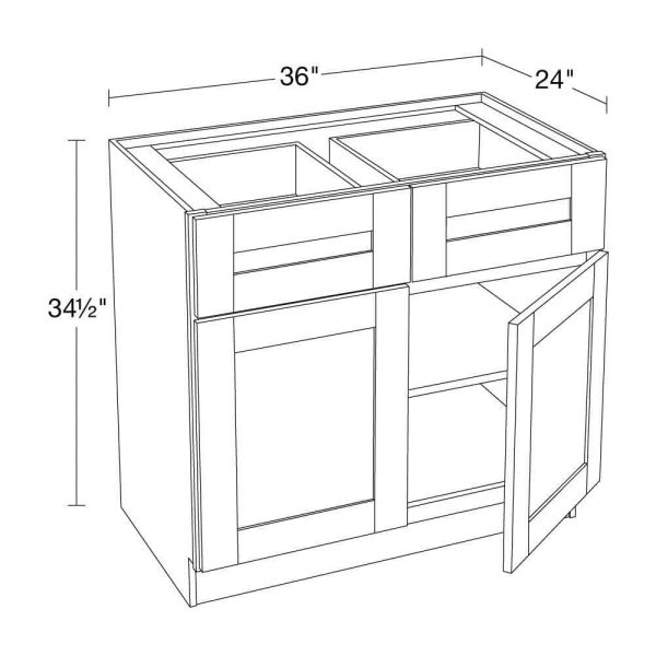 MILL S PRIDE Richmond Valencia Blue Plywood Shaker Ready to Assemble Base Kitchen Cabinet Soft Close 36 in W x 24 in D x 34.5 in H