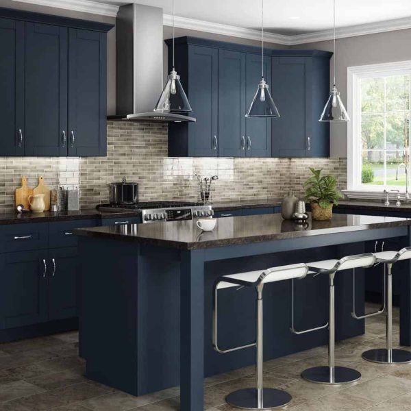 MILL S PRIDE Richmond Valencia Blue Plywood Shaker Ready to Assemble Base Kitchen Cabinet Soft Close 36 in W x 24 in D x 34.5 in H