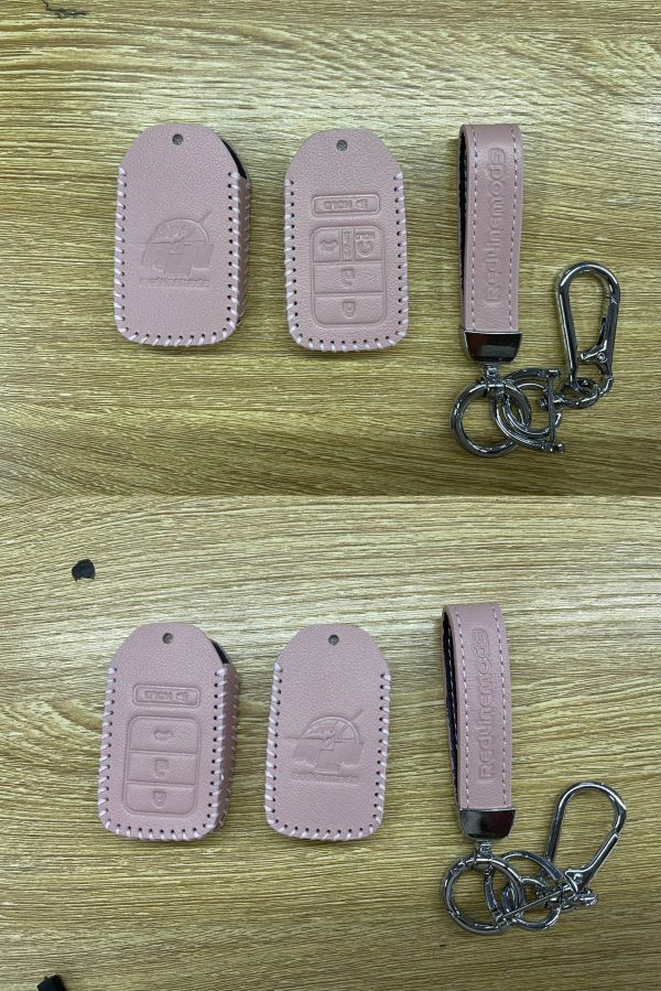 Honda Accord, CRV Key Fob Leather Case With Keychain With & Without Remote Start Feature