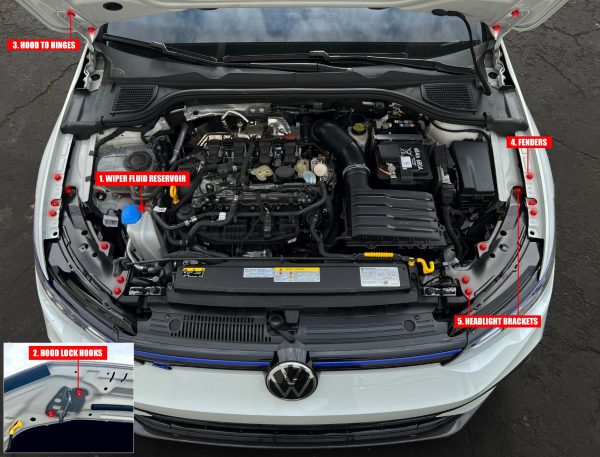 Titanium Volkswagen Golf GTI/R 2022+ Billet Dress Up Hardware Kit (MK8)